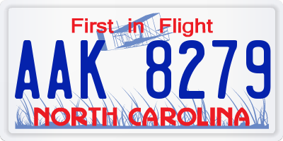 NC license plate AAK8279