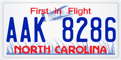 NC license plate AAK8286