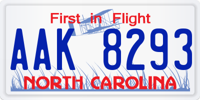 NC license plate AAK8293