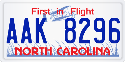 NC license plate AAK8296