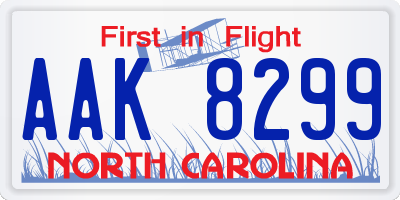 NC license plate AAK8299