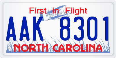 NC license plate AAK8301