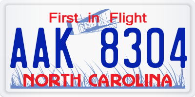 NC license plate AAK8304