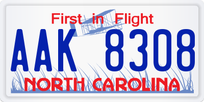 NC license plate AAK8308