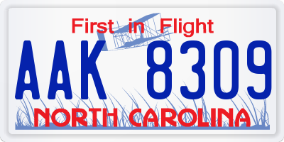 NC license plate AAK8309