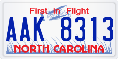 NC license plate AAK8313