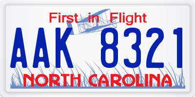 NC license plate AAK8321
