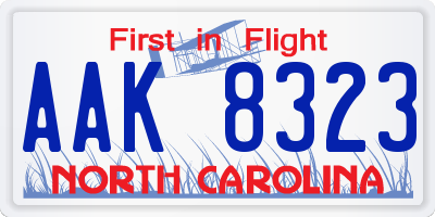 NC license plate AAK8323