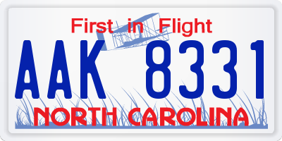 NC license plate AAK8331