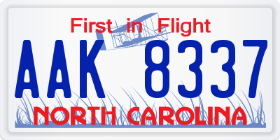 NC license plate AAK8337