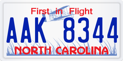 NC license plate AAK8344