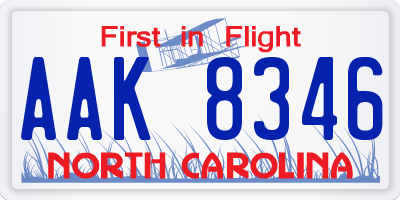 NC license plate AAK8346
