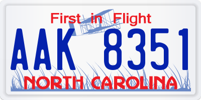 NC license plate AAK8351