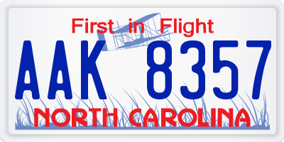 NC license plate AAK8357
