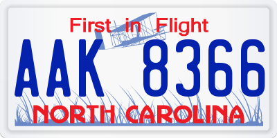 NC license plate AAK8366