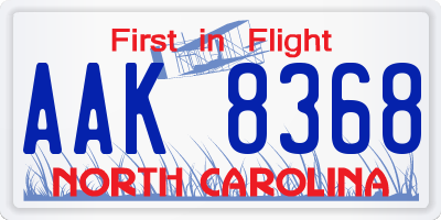 NC license plate AAK8368