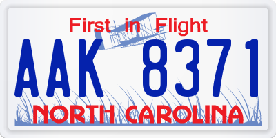 NC license plate AAK8371