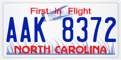 NC license plate AAK8372