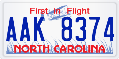 NC license plate AAK8374