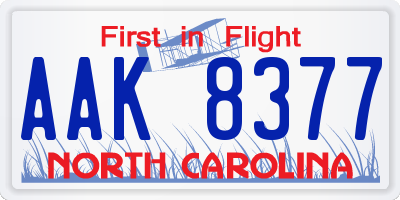 NC license plate AAK8377