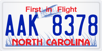 NC license plate AAK8378