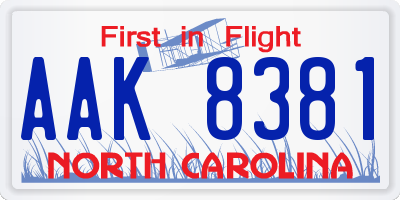NC license plate AAK8381