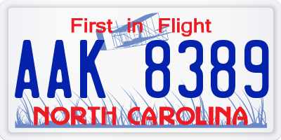 NC license plate AAK8389