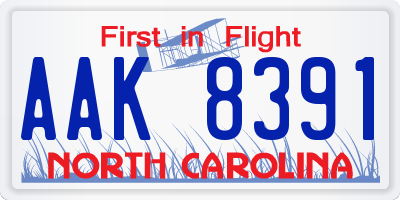 NC license plate AAK8391