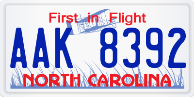 NC license plate AAK8392