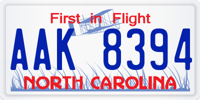 NC license plate AAK8394