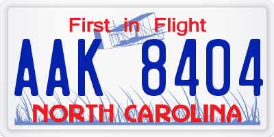 NC license plate AAK8404