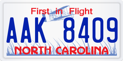 NC license plate AAK8409