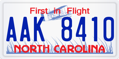 NC license plate AAK8410
