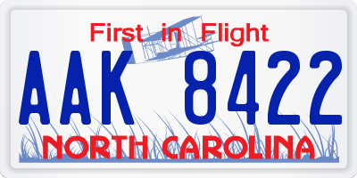 NC license plate AAK8422