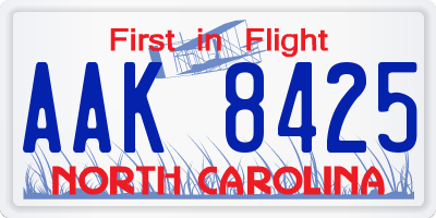 NC license plate AAK8425