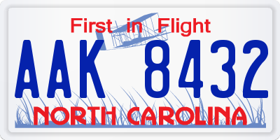 NC license plate AAK8432