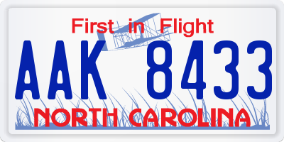 NC license plate AAK8433