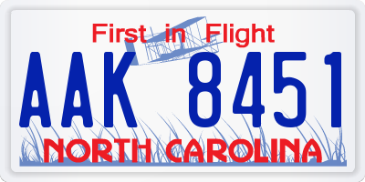 NC license plate AAK8451