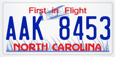 NC license plate AAK8453