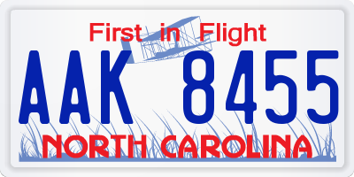 NC license plate AAK8455