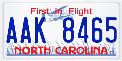 NC license plate AAK8465