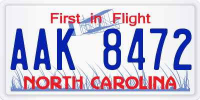 NC license plate AAK8472