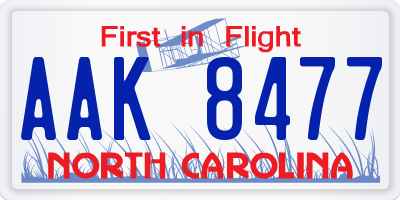 NC license plate AAK8477