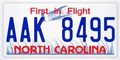 NC license plate AAK8495