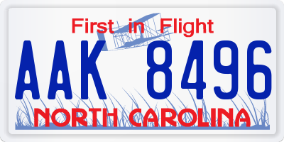 NC license plate AAK8496