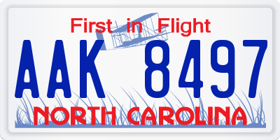 NC license plate AAK8497