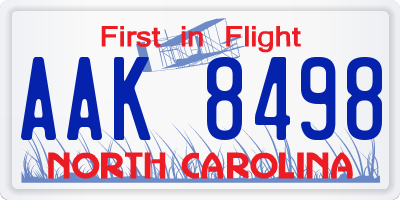 NC license plate AAK8498