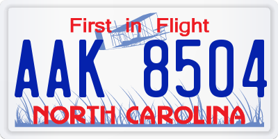 NC license plate AAK8504