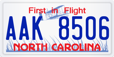 NC license plate AAK8506