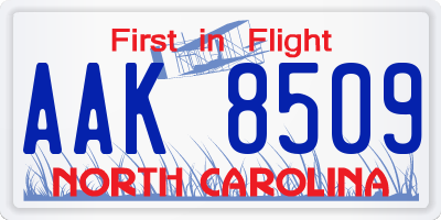 NC license plate AAK8509